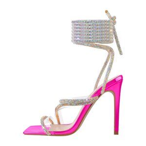 Richealnana Diamond Styles Lace Up Strappy Ankle Glitter Shine Heels